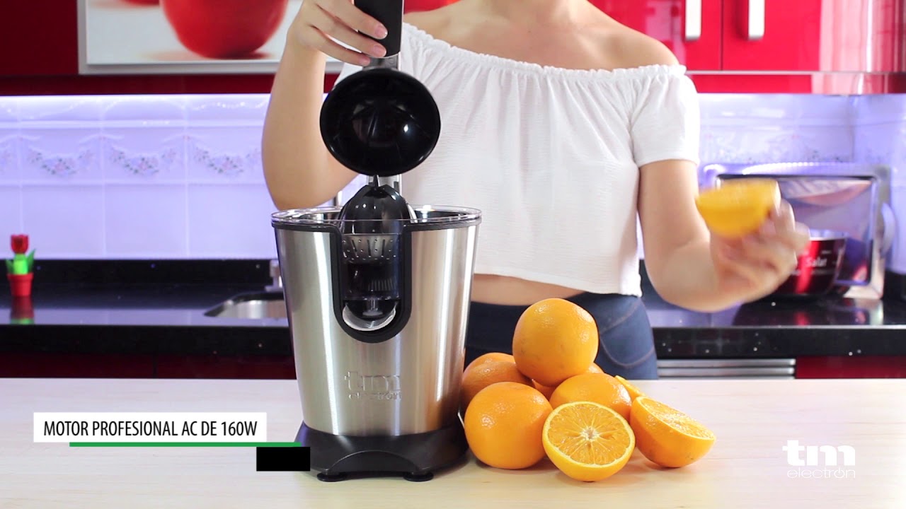 Exprimidor eléctrico naranja de acero inoxidable de potencia mango de  agarre suave y tapa de cono para un uso fácil