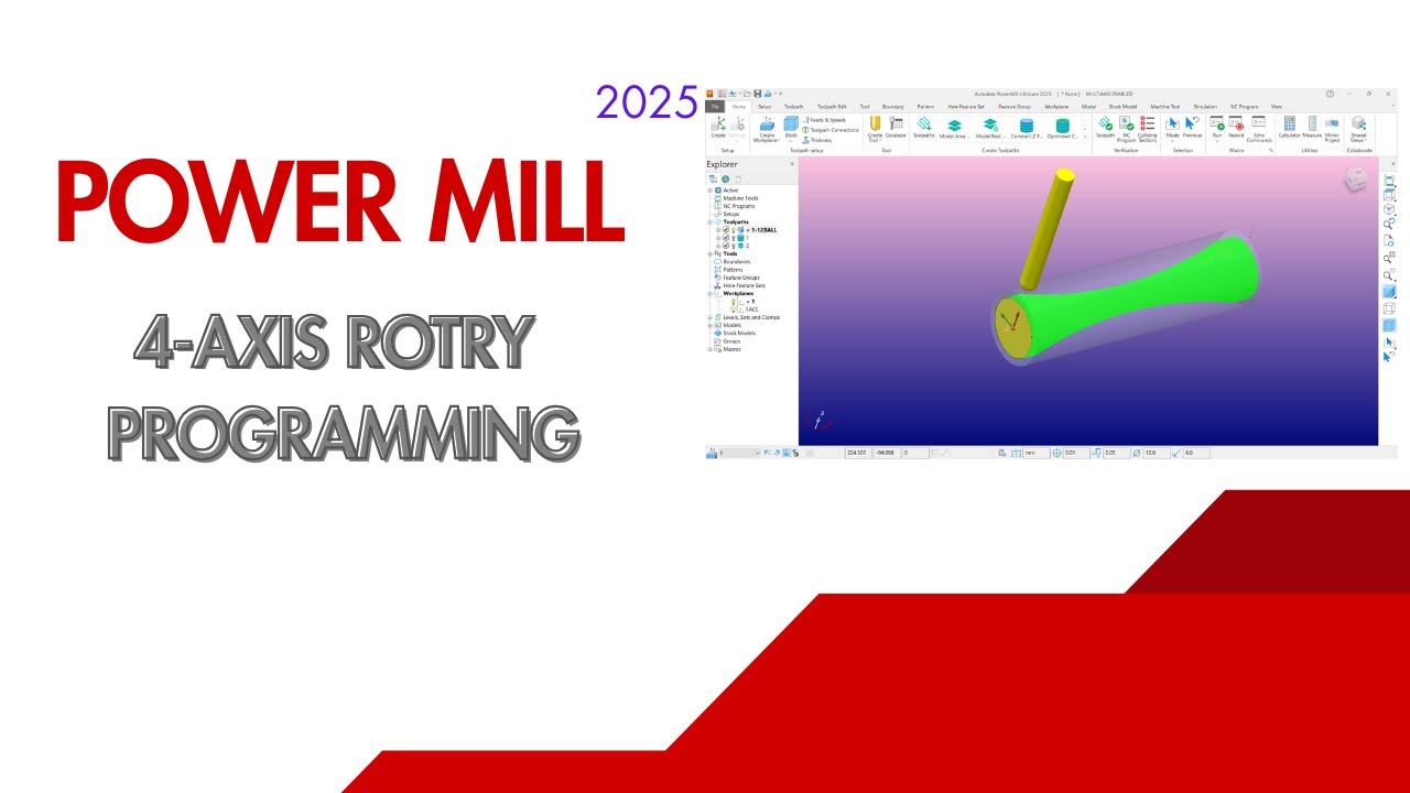 POWERMILL 4 Axis Programming Kaise Banaye | Complete 4 Axis CNC Program ...