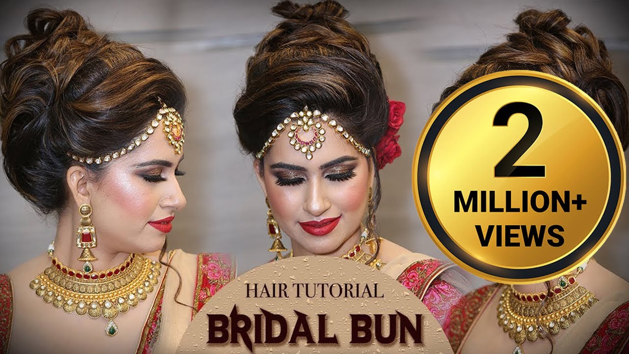 LATEST BRIDAL HAIRSTYLE TUTORIAL || MESSY BRIDAL BUN || FRONT VARIATION -  YouTube