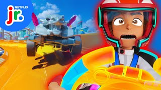 Cheese Spray on the Tracks!  Hot Wheels Let's Race | Netflix Jr