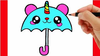 HOW TO DRAW A CUTE UMBRELLA EASY STEP BY STEP