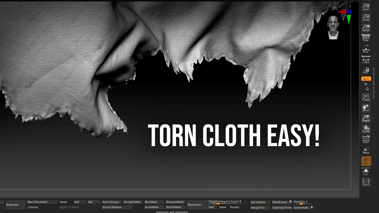 Torn Cloth & Ripped Fabric in Zbrush. Step by Step! - YouTube