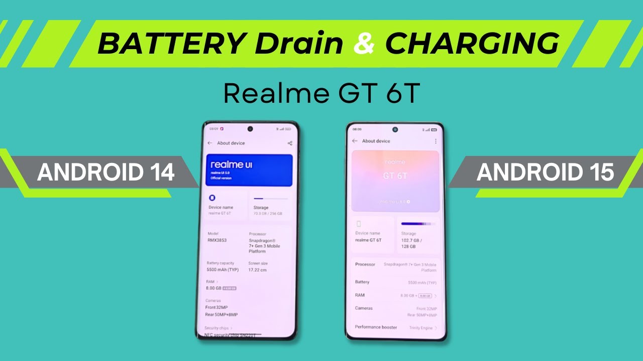 Android 14 vs Android 15 | Battery Drain & Charging Test ft. Realme GT ...
