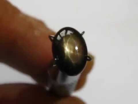 Cincin Batu Permata Natural Golden Black Sapphire / Safir Bangsing 09. 