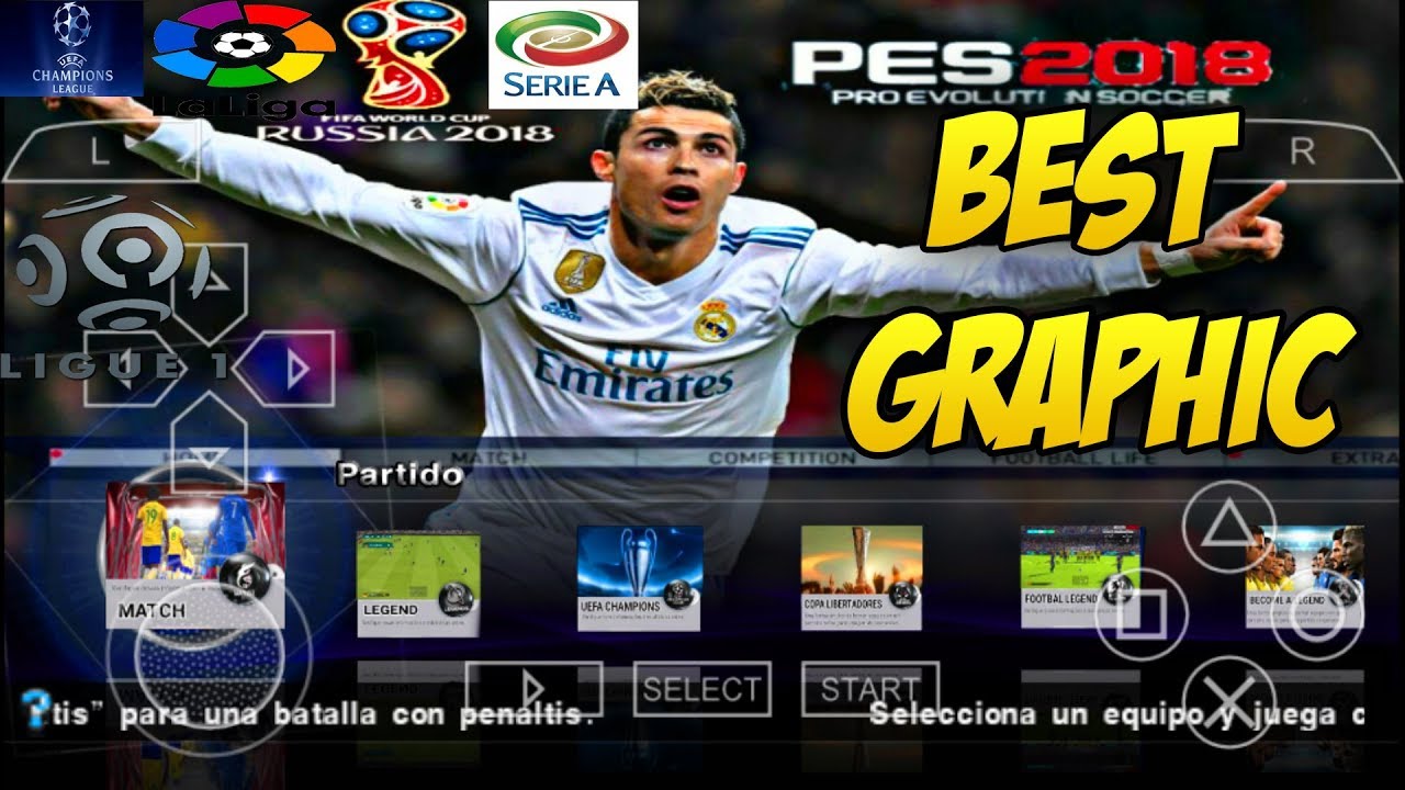 PES 18 PPSSPP/ SIZE 500 MB / AMAZING GRAPHIC / NEW MENU YouTube