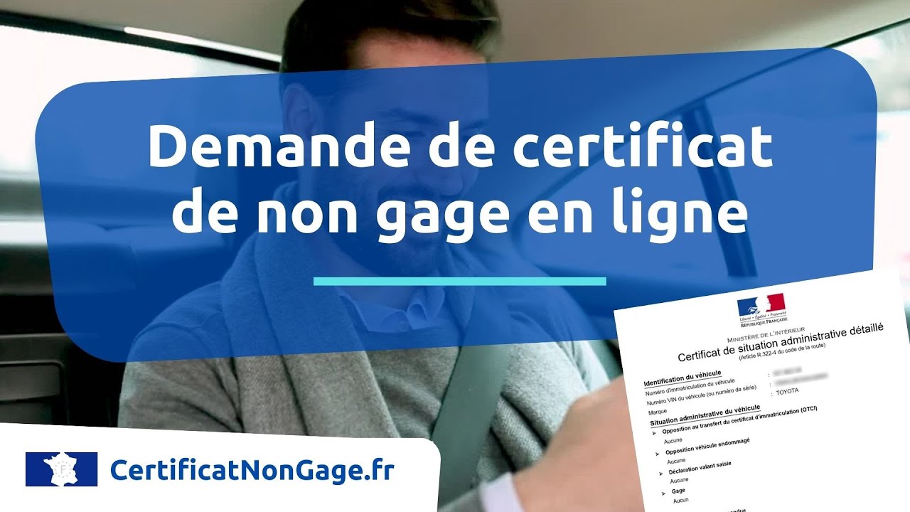 Demande de certificat de non gage en ligne - YouTube