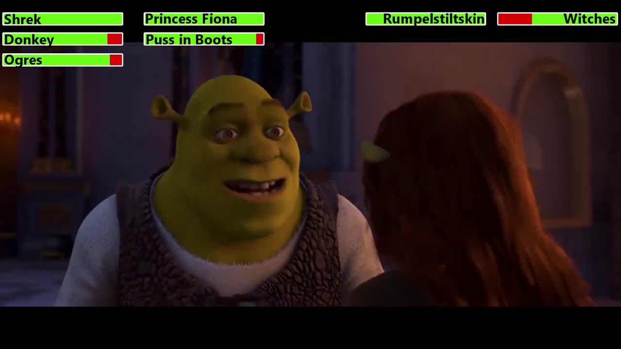 Shrek Forever After (2010) Final Battle with healthbars 2/2