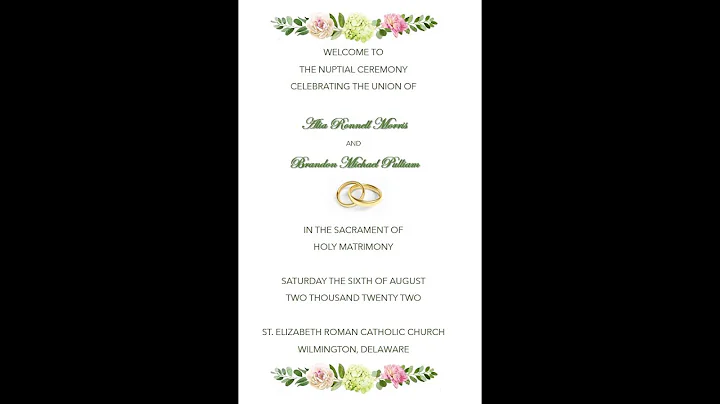 Alia Morris and Brandon Pulliam Wedding Aug 6 2:00...