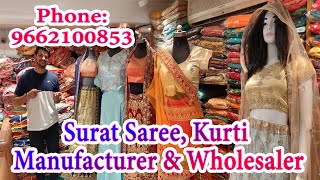 Sarees, Kurtis Manufacturer and Wholesaler in Surat || Saree Wholesale Market, Phone : 9662100853