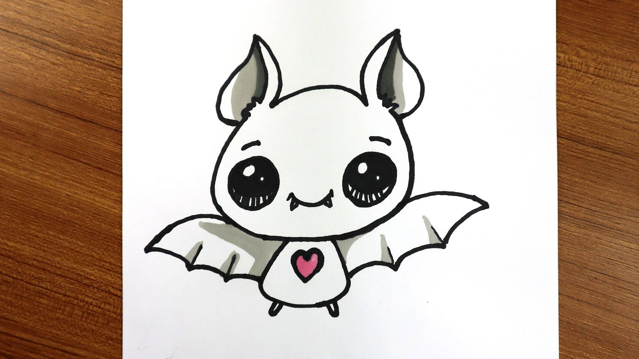 KAWAII BAT DRAWING HOW TO DRAW A CUTE BAT EASY YouTube