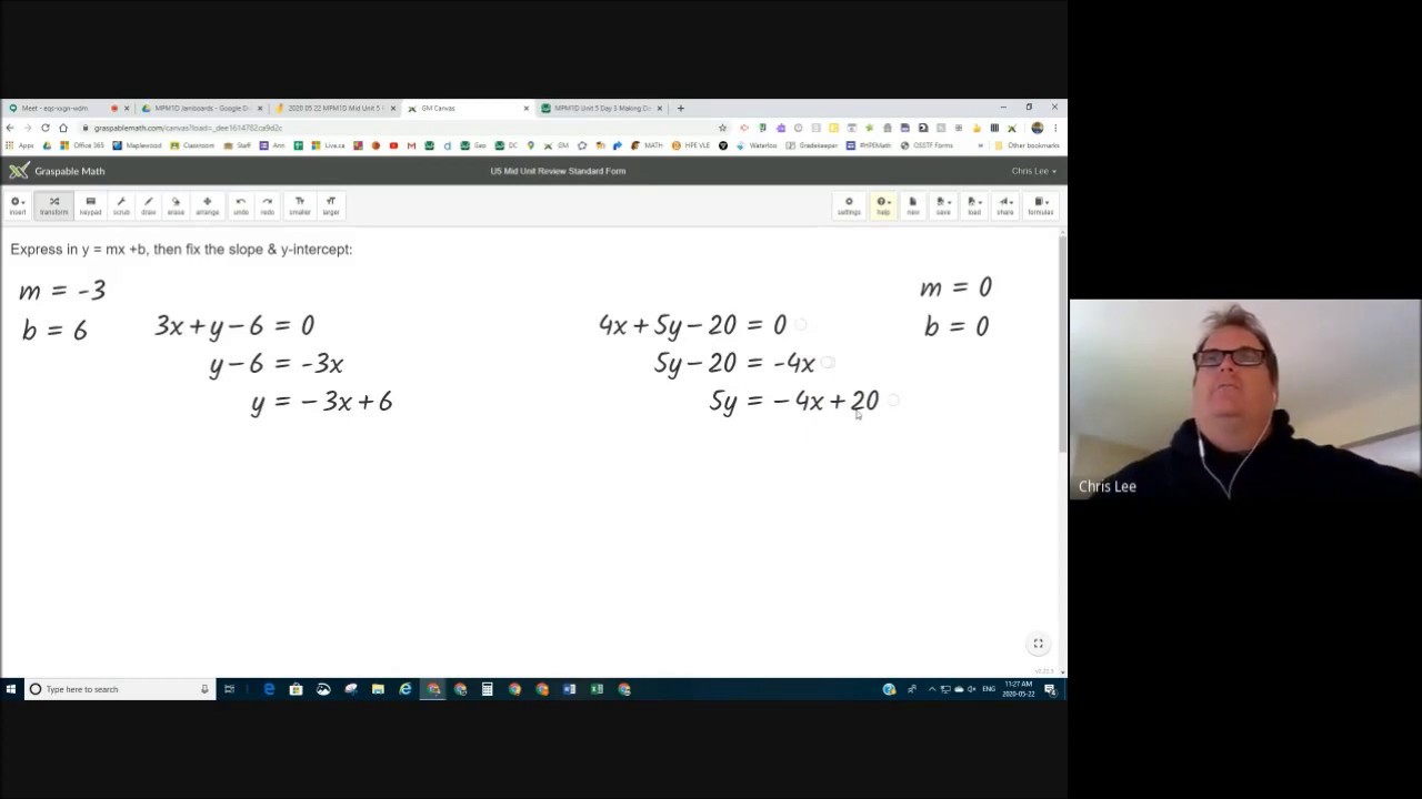 2020 05 22 MPM1D Mid Unit 5 Review Lesson - YouTube