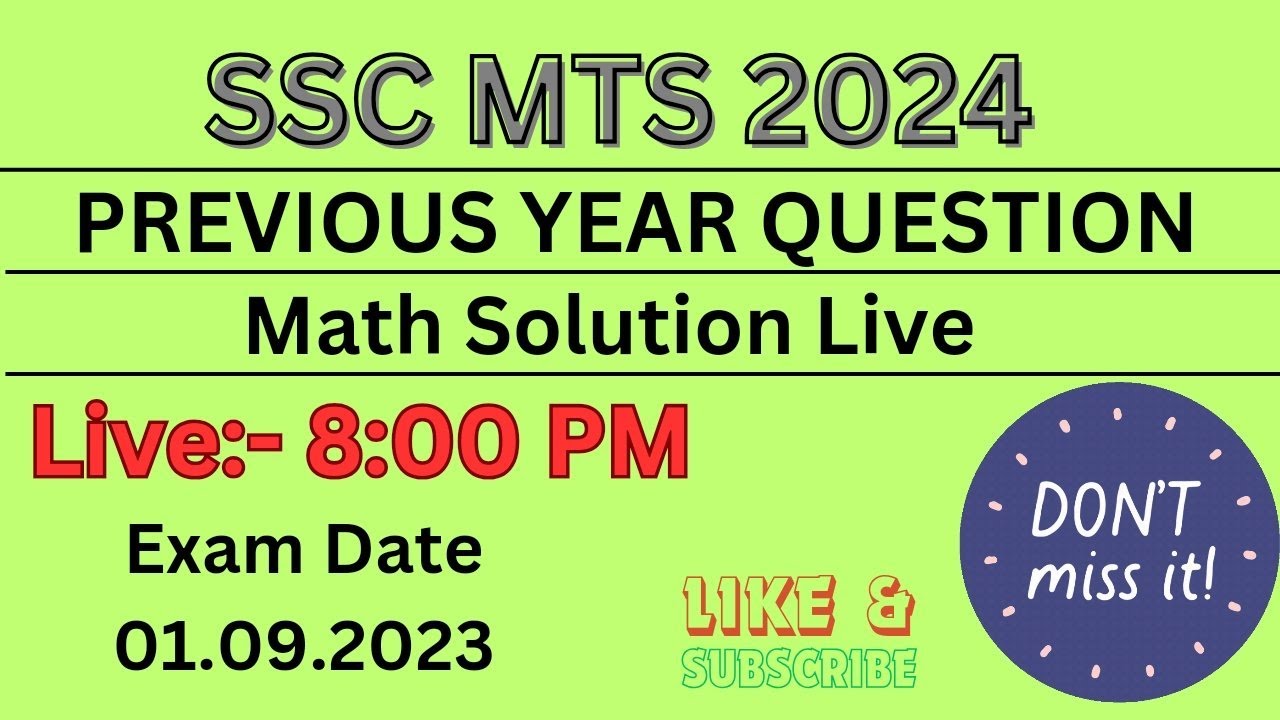 SSC MTS previous year paper 2023| Math special - YouTube