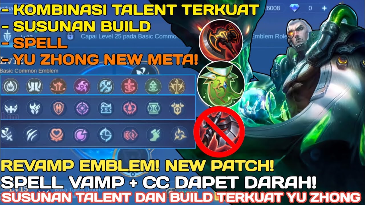 CARA KOMBINASI TALENT EMBLEM DAN BUILD YU ZHONG TERSAKIT 2023 | EMBLEM