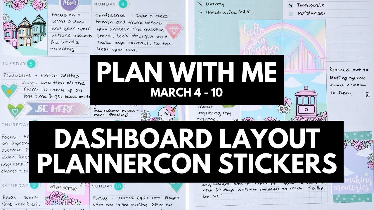 Planner Life: DASHBOARD Plan With Me Mar 4 - 10 (PlannerCon Stickers)