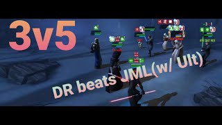 SWGoH - Darth Revan DR 3v5 Counter vs GL Jedi Master Luke JML w/ Ultimate - Notes/Strategy in video