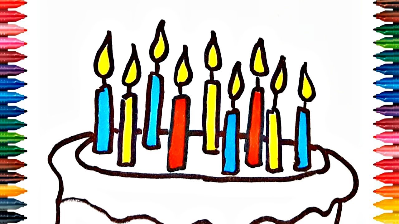 Happy Birthday Cake Coloring Book Fun Painting How To Draw Page