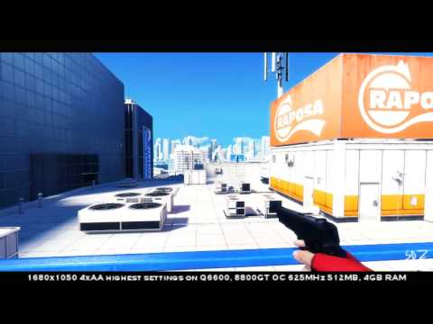 Mirror&rsquo;s Edge™ PC 게임 플레이 1680x1050 4xAA 최고 설정(720p HD 재생)