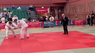 Judo newaza transition O-uchi-gari to Juji-gatame