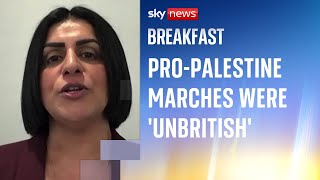 Home secretary calls on pro-Palestinian protesters to suspend marches after synagogue attack