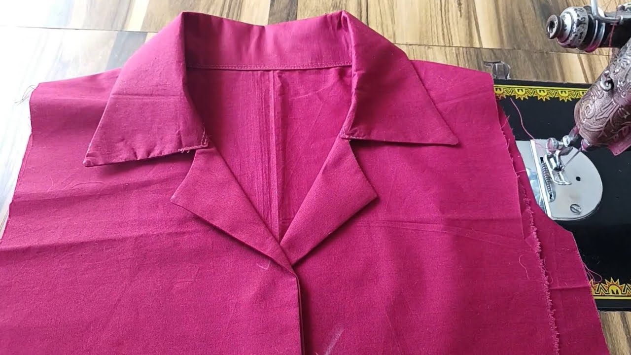 cutting and stitching of Coat collar/ Coat collar with open front/ Coat collar/