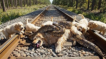 10 Tiny Puppies FIGHT Giant Python to Save Mom! (Miracle Rescue)