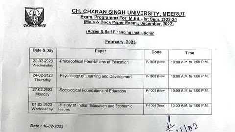 📣 CCSU M.ED. SEM-1 DATE-SHEET 2023 EXAMS | NOTES & LECTURES