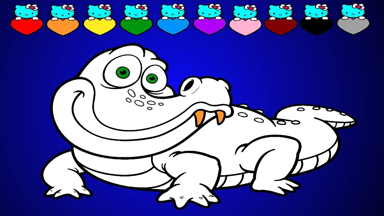 Симпатичные Крокодил раскраски страницу - По Азузе