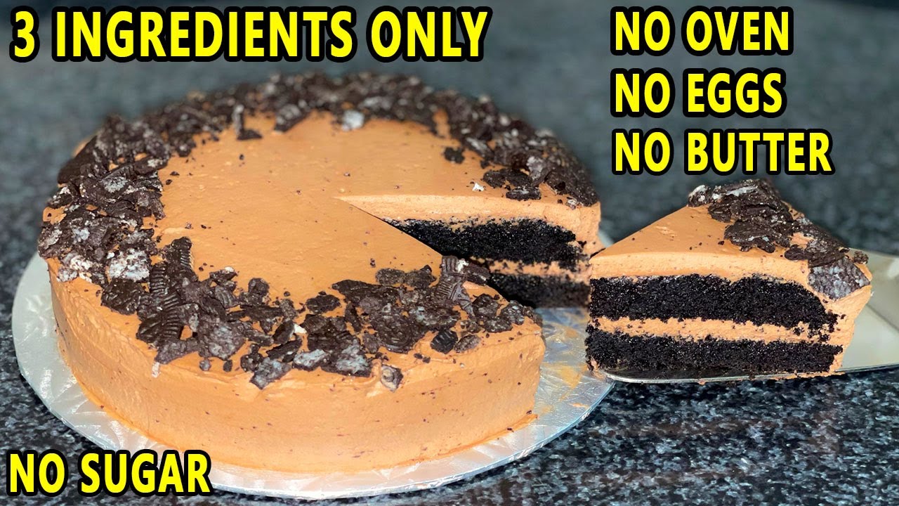 Easy Chocolate Cake 3 Ingredients Only Without Oven Cake Recipe No