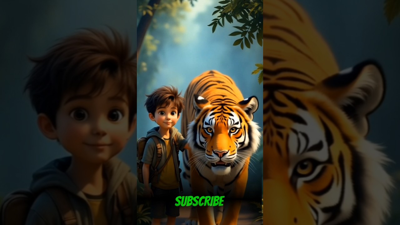 Tiger vs Boy: Face to Face with Death!"😰😰😰#aicomedy #viralvideo #youtube #youtubeshorts #shorts