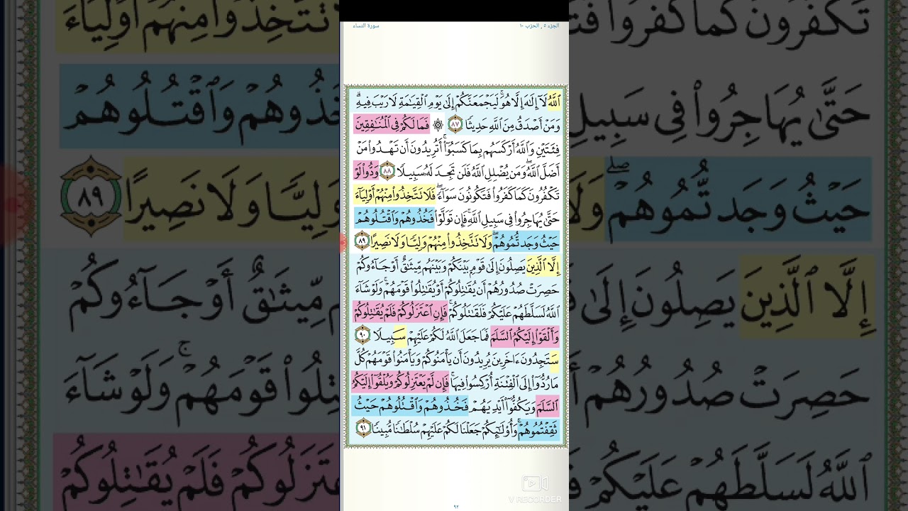 تثبيت وتربيط سورة النساء( ربع فما لكم فى المنافقين فءتين ) الربع السابع