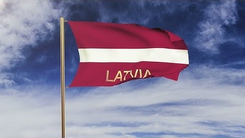 4K Latvia flag with title waving in the wind. Looping sun rises style. Animation loop Stock video
