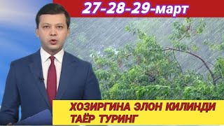 27- 28- 29 МАРТ КУНЛАРИ УЧУН ОБ ХАВО МАЛУМОТИ, ob havo