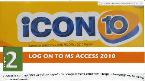 COMPUTER ICON 10 PART-2 CLASS-8 CH-2 LOG ON MS ACCESS 2010