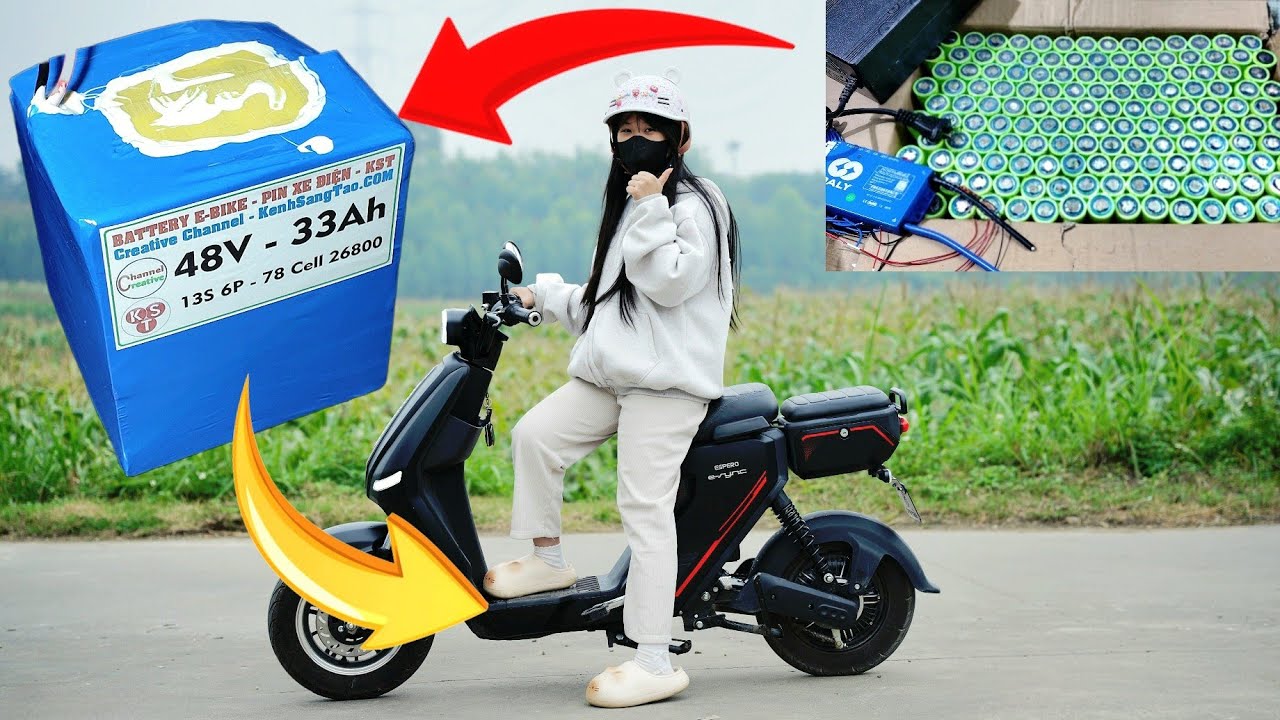 Đóng Pin Xe Điện 48V - 33Ah cho xe đạp điện ESPERO E-Sync  | Nâng cấp từ Acquy lên Pin 26800
