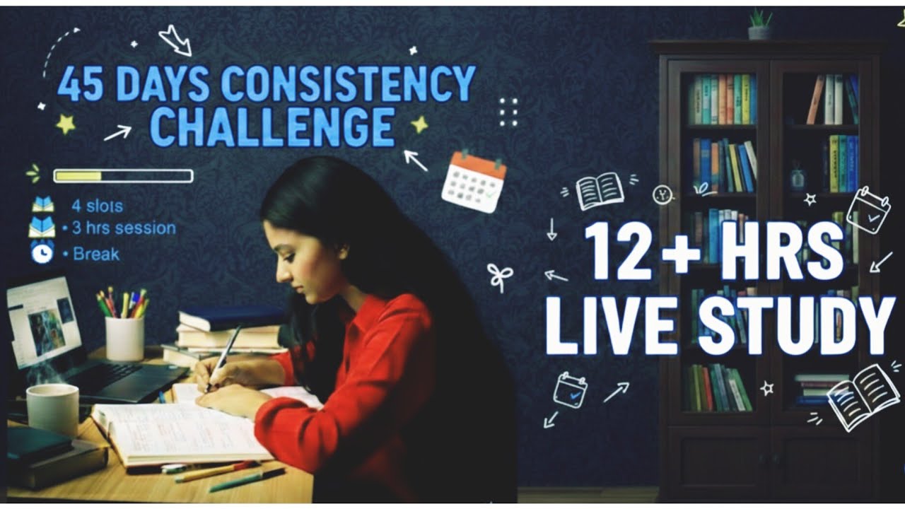 DAY-1 | 45-Day STUDY CHALLENGE🔥| 12 Hours Live Study 📚 | 180/30 Pomodoro⌛| JEE | THE FINAL SPRINT🌻