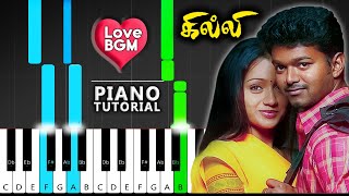 Video thumbnail of "Ghilli Love BGM Piano Cover by Blacktunes | Tamil Love BGM Piano Tutorial"