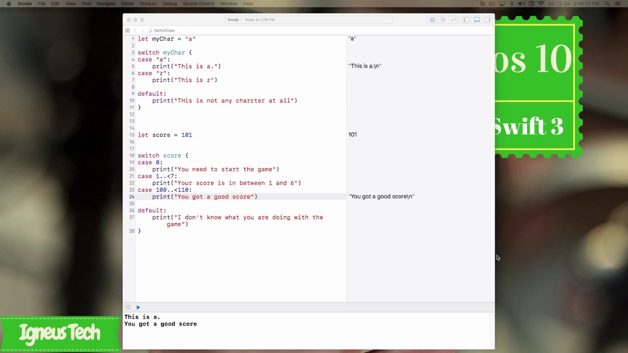 swift4 Conditionals switch case in swift 3 - YouTube