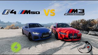 electric BMW vs. petrol BMW in BeamNG.Drive (I4 M50 VS M3 Comp)