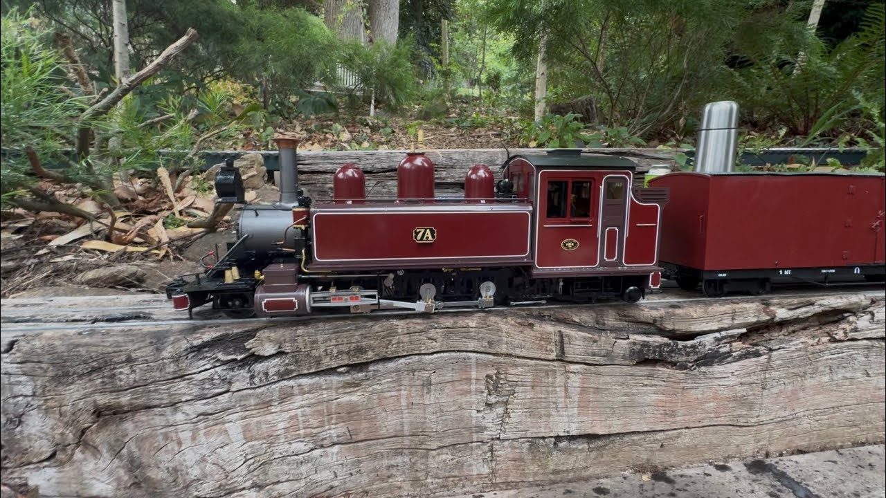 Puffing Billy mini wood train. Live Steam Garden Railway 