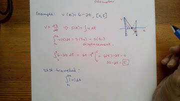 Integrating Velocity function to find displacement and distance traveled