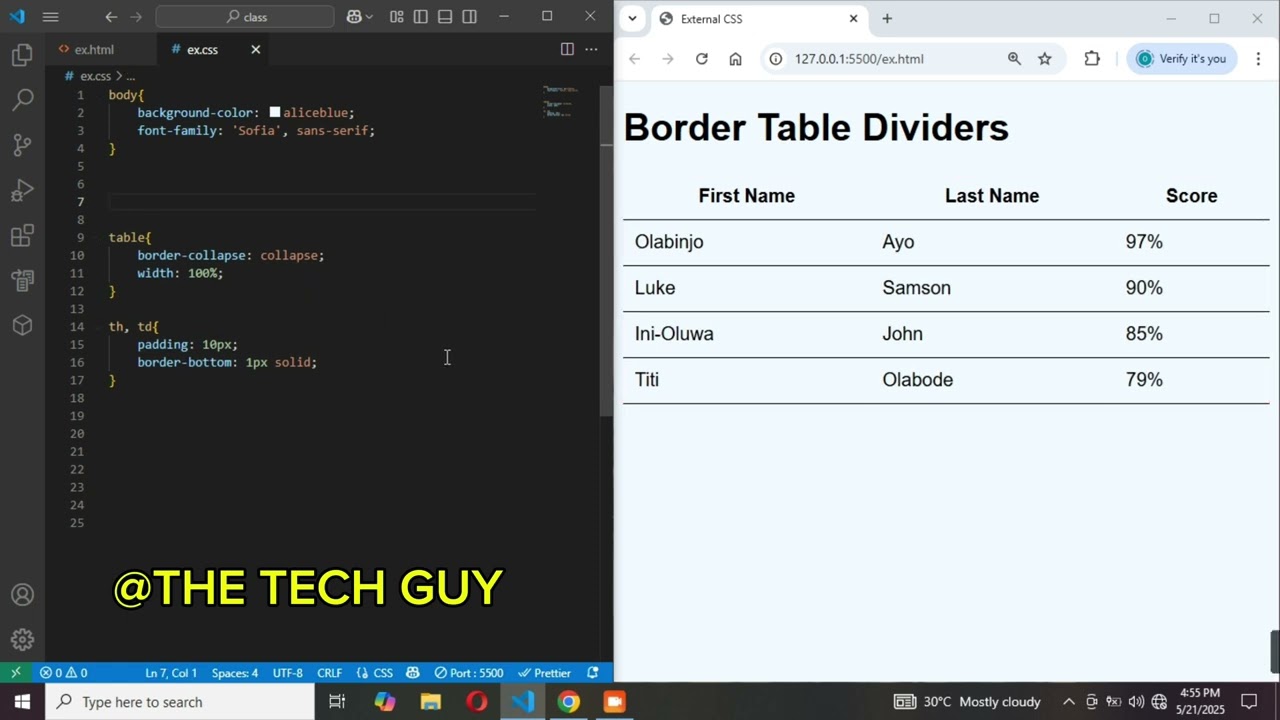 Border table with dividers in CSS