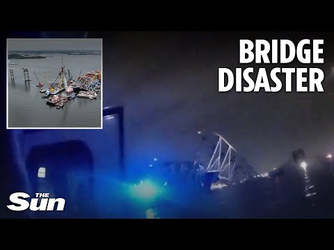 Chilling moment stunned emergency crew find Baltimore Bridge has collapsed after tragic crash