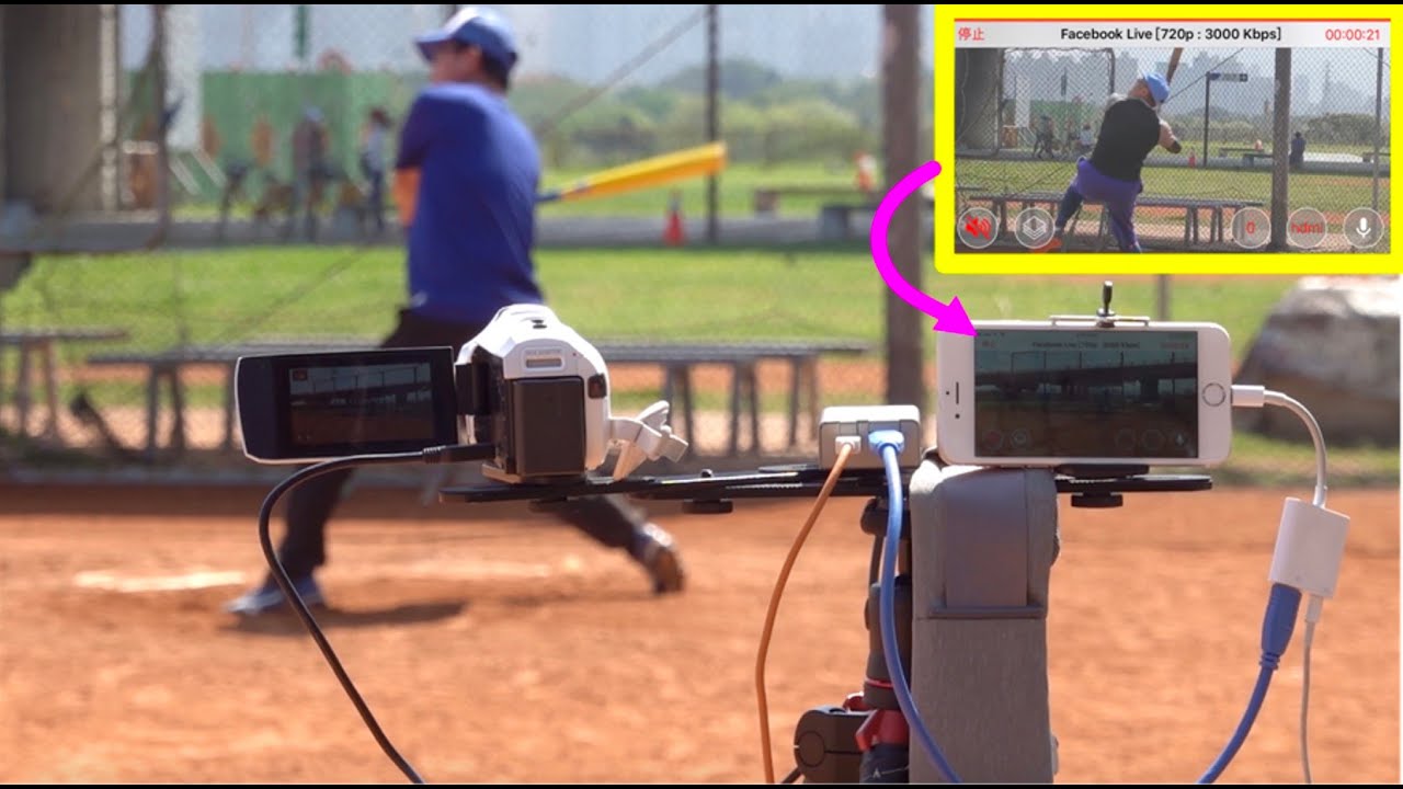 baseball game facebook live streaming with iOS hdmi capture card on iPhone YouTube