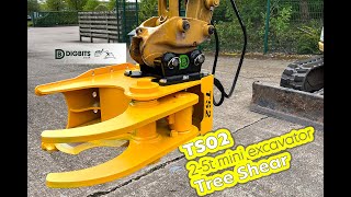 TS02 Tree Shear 200mm cut 2.5 to 4.9t mini excavators