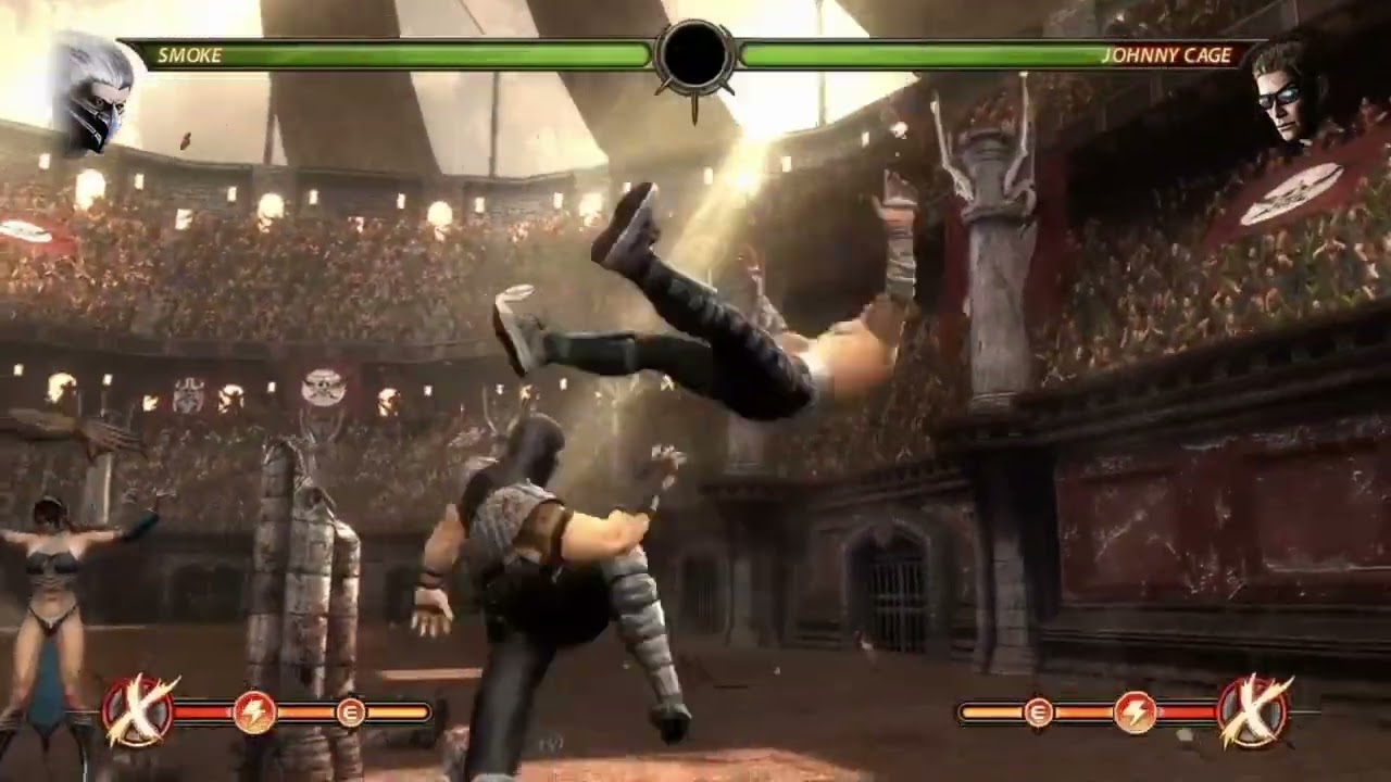 Mk9 Smoke 40% midscreen to corner combo