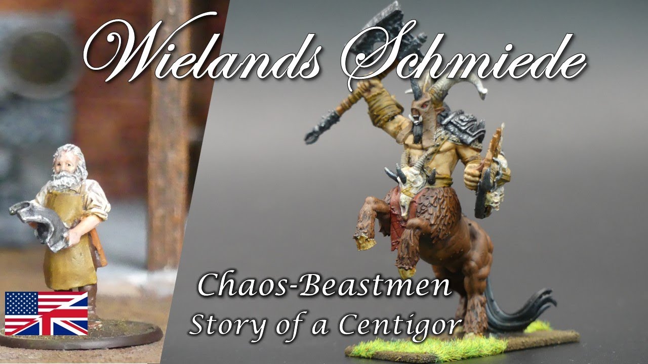 Warhammer Old, World, Chaos, Beastmen, Bete Banner EMC Command Centigor Centaure