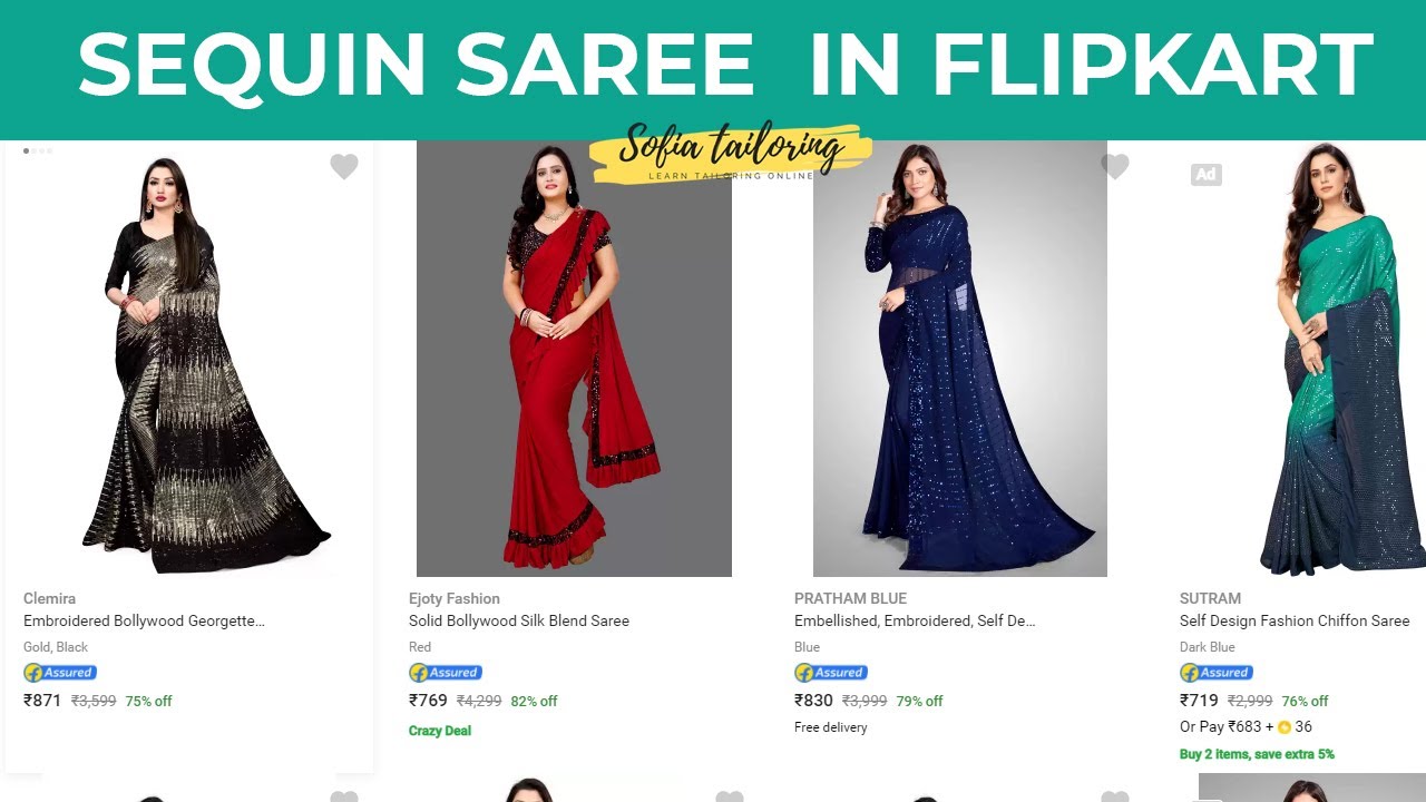 Best Sequin Sarees in Flipkart India 2023 YouTube