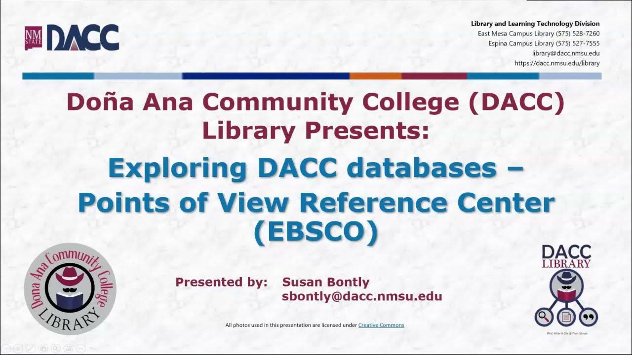 Exploring DACC Library Databases Points of View Reference Center YouTube