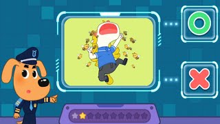 Sheriff Labrador Safety Tips Quiz #74 - Is It Safe to Wave the Bee Away With Your Hand? Babybus Game screenshot 4