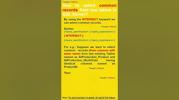 Select common  records from two tables in SQL Server. #shorts